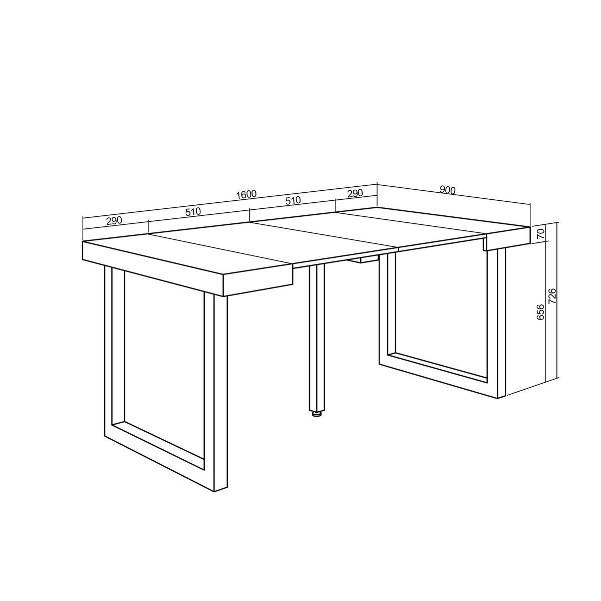 KONSOLENTISCH ausziehbar 58 bis 160cm, für 8 Gäste, eiche weiß, 90/58/73cm - Eichefarben/Weiß, Holzwerkstoff (90/160/73cm) - Skraut Home