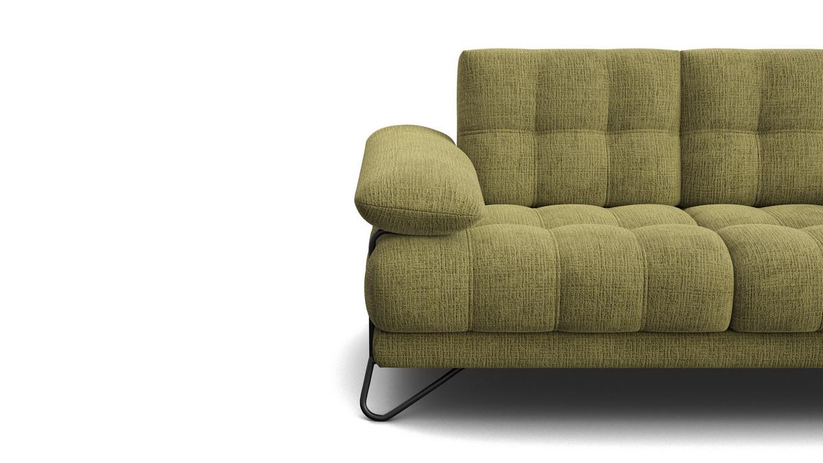 SOFA BUBBARA 2-Sitzer, olivgrün - Schwarz/Olivgrün, Holz/Textil (185/87/96cm) - Wozimo