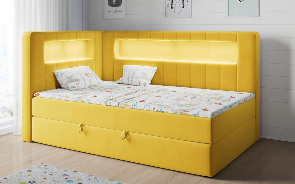 BOXSPRINGBETT JUNIOR GOLD 3 90/200 Gelb - linke Seite - Gelb, Holz/Textil (90/200cm) - MKS