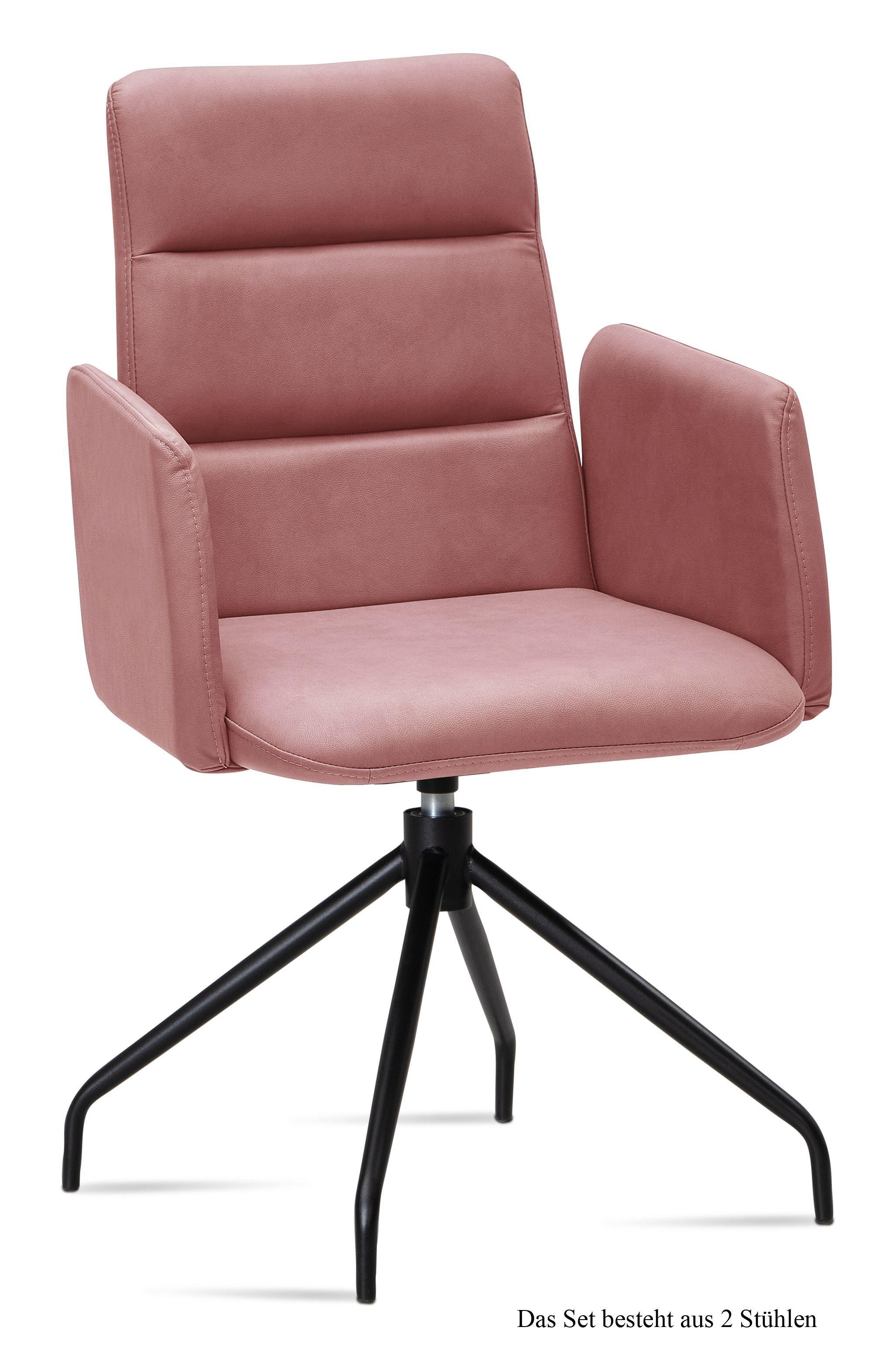 ARMLEHNSTUHL drehbar (2er-Set) Domona 52x92x60 Schwarz/Rosewood - Dunkelrosa/Schwarz, Kunststoff (60/92/52cm) - 58aufmkessel