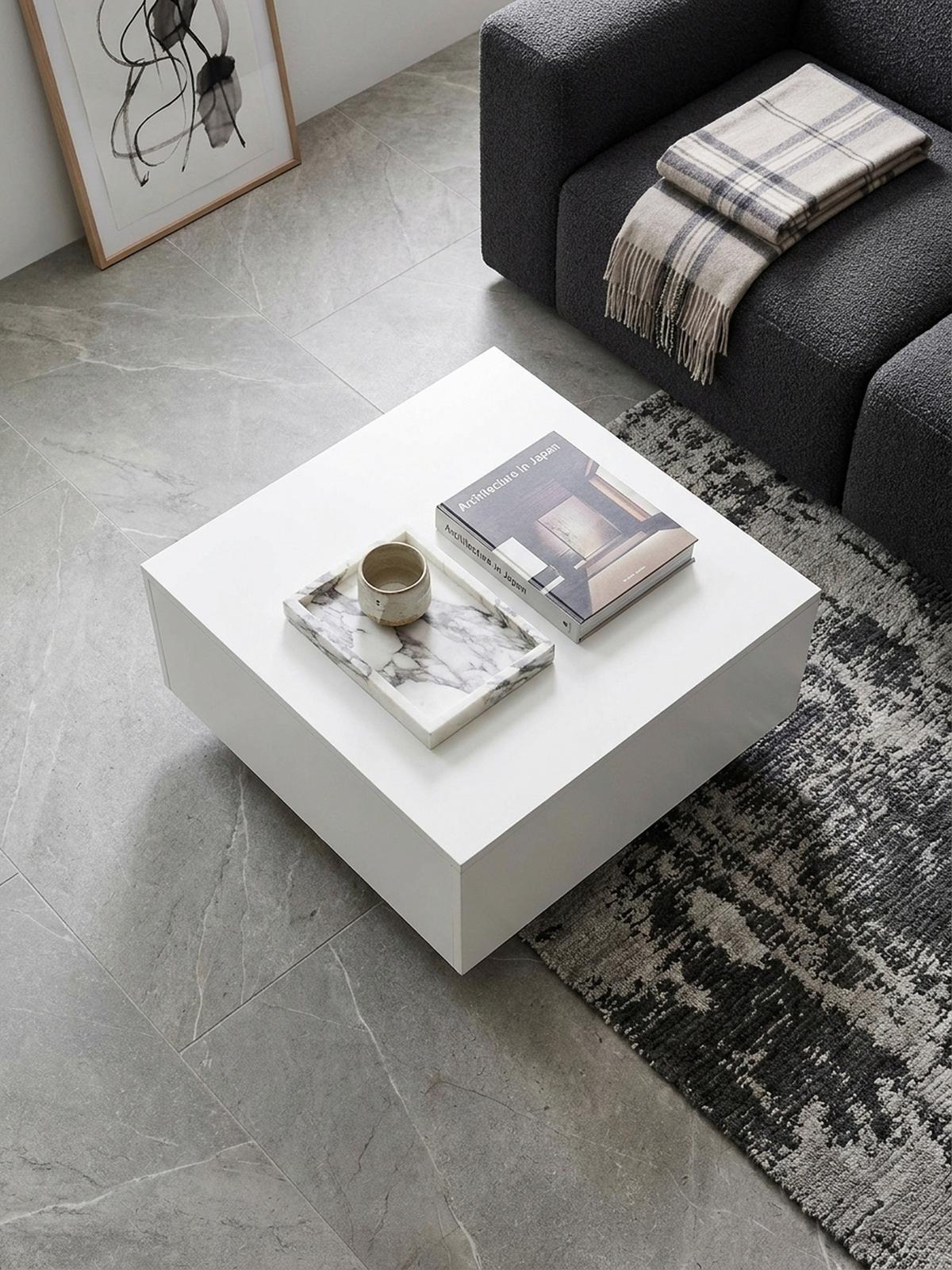 COUCHTISCH aus Holz, Puristisches Design - Weiß, Holz (60/60/35cm) - KADIMA DESIGN