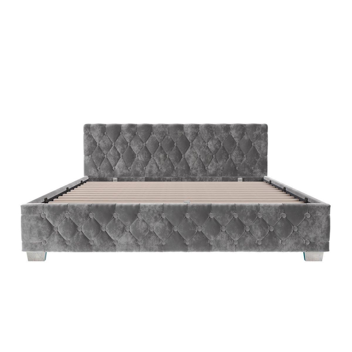 POLSTERBETT Nizza dunkelgrau 180x200 cm mit Matratze - Dunkelgrau, Holzwerkstoff (180/200cm) - Juskys