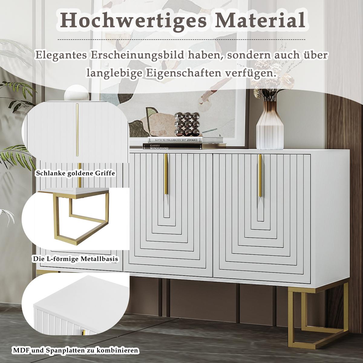 SIDEBOARD Weiß 138/40/80,5CM - Weiß, Holzwerkstoff/Metall (40/81/138cm) - Urban Meuble