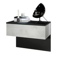 NACHTTISCH Sleep Fronten in Beton Oxid Optik - Hellgrau, Holzwerkstoff (60/46/35cm) - Vladon