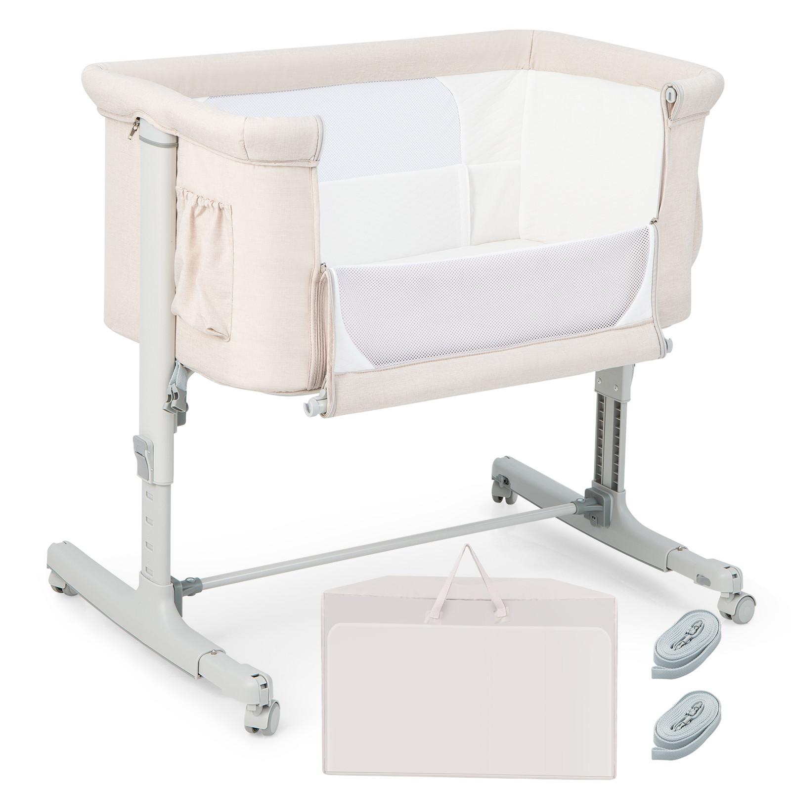 BEISTELLBETT Beige - Beige, Textil - COSTWAY