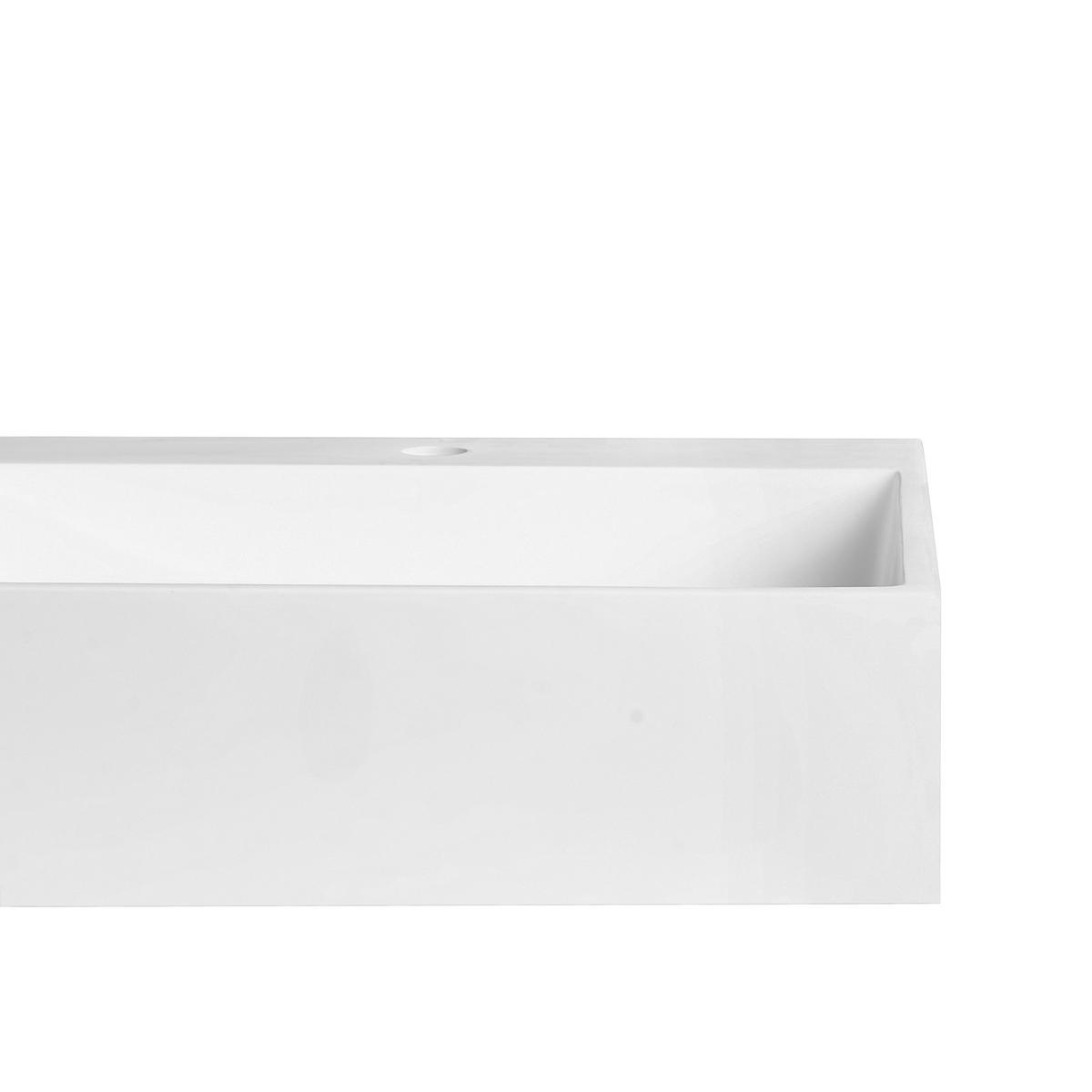 HÄNGEWASCHBECKEN Weiß 150/48 cm Mineralguss Cusco - Weiß, Naturmaterialen (150/13/48cm) - Beliani