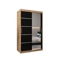 SCHWEBETÜRENSCHRANK 200/120/62 2-türig - Silberfarben/Schwarz, Holz/Kunststoff (120/200/62cm) - MÖBEL KRYSPOL