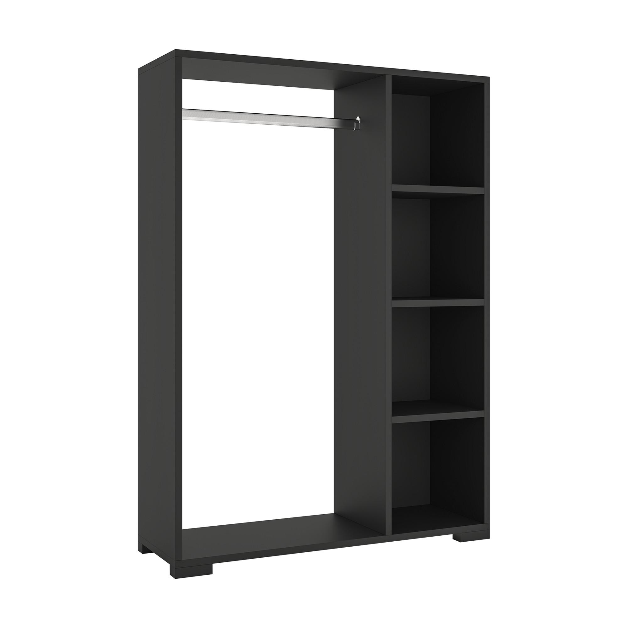 KLEIDERSCHRANK Nesbyen - Schwarz, Holzwerkstoff (90/126/30cm) - [en.casa]