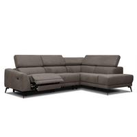 ECKSOFA LARS 5-Sitzer, 1 Relax, verstellbare Kopfstützen, taupe - Taupe/Schwarz, Holzwerkstoff/Textil (284/201cm) - Wozimo