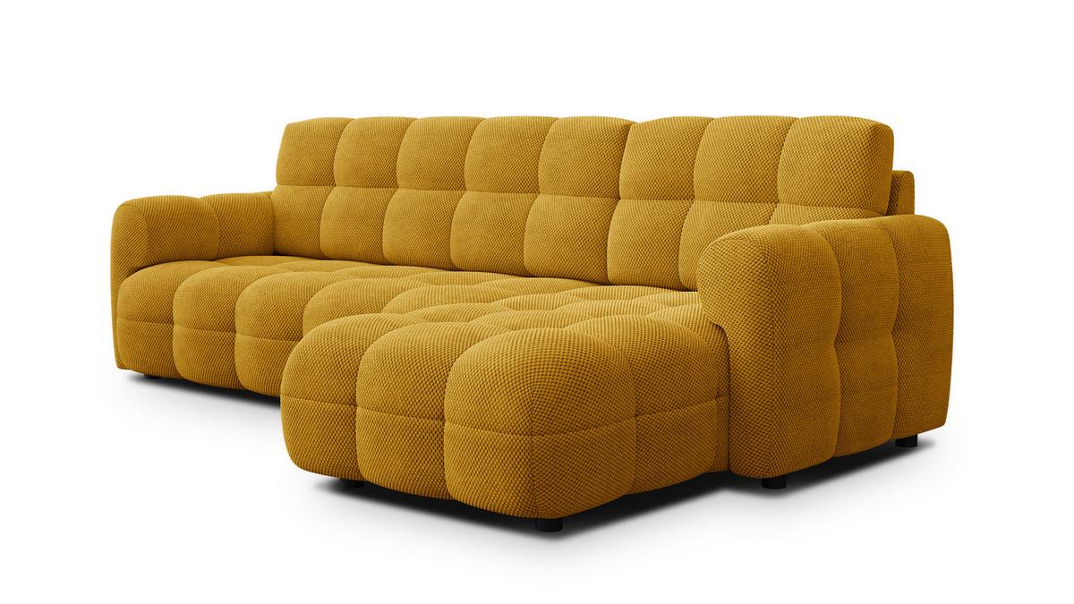 ECKSOFA MELLOW 4-Sitzer, safran - Gelb/Schwarz, Holz/Textil (262/156cm) - Wozimo