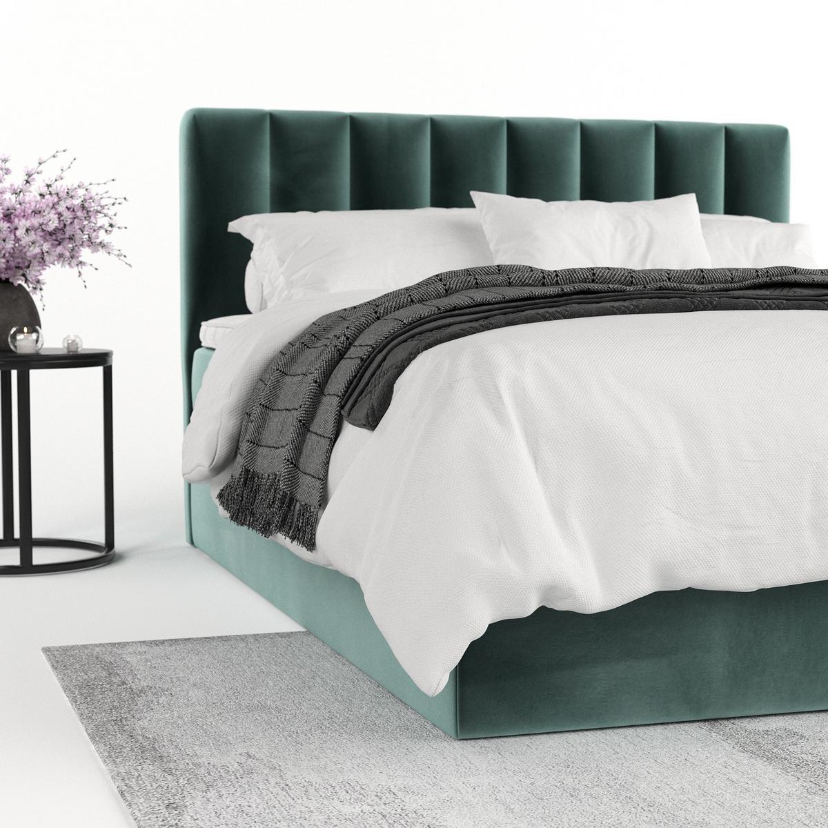 BOXBETT Lusso 160/200 cm Türkis im Kronos Stoff - Türkis/Schwarz, Holz/Holzwerkstoff (160/200cm) - AltaBeds