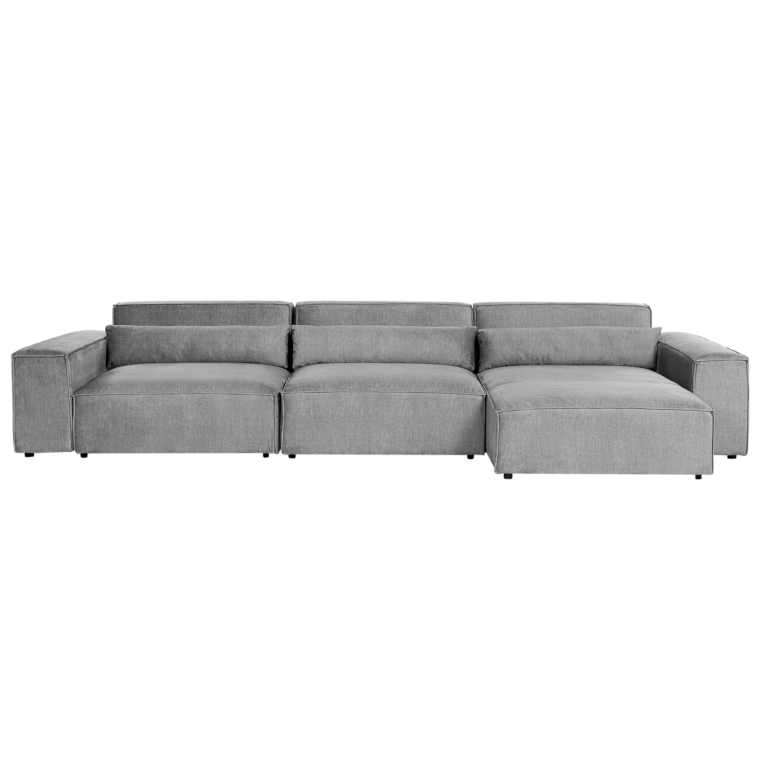ECKSOFA Modul 4-Sitzer linksseitig Grau Stoff Hellnar - Dunkelgrau, Textil (176/364cm) - Beliani