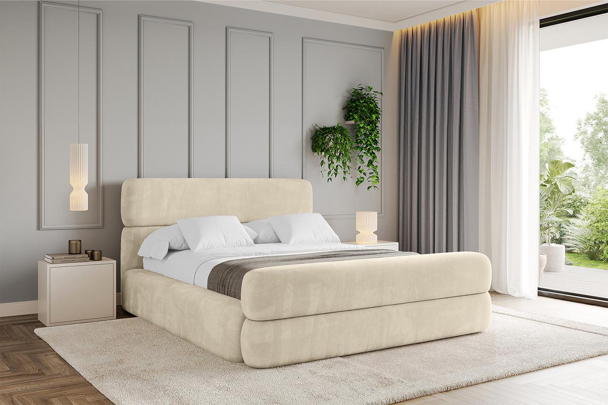 POLSTERBETT mit Bettkasten, Fußteil und Lattenrost, Boxbett ohne Matratze - ENORA-Z 180x200 Beige - Ecru, Holzwerkstoff/Textil (180/200cm) - ALTDECOR