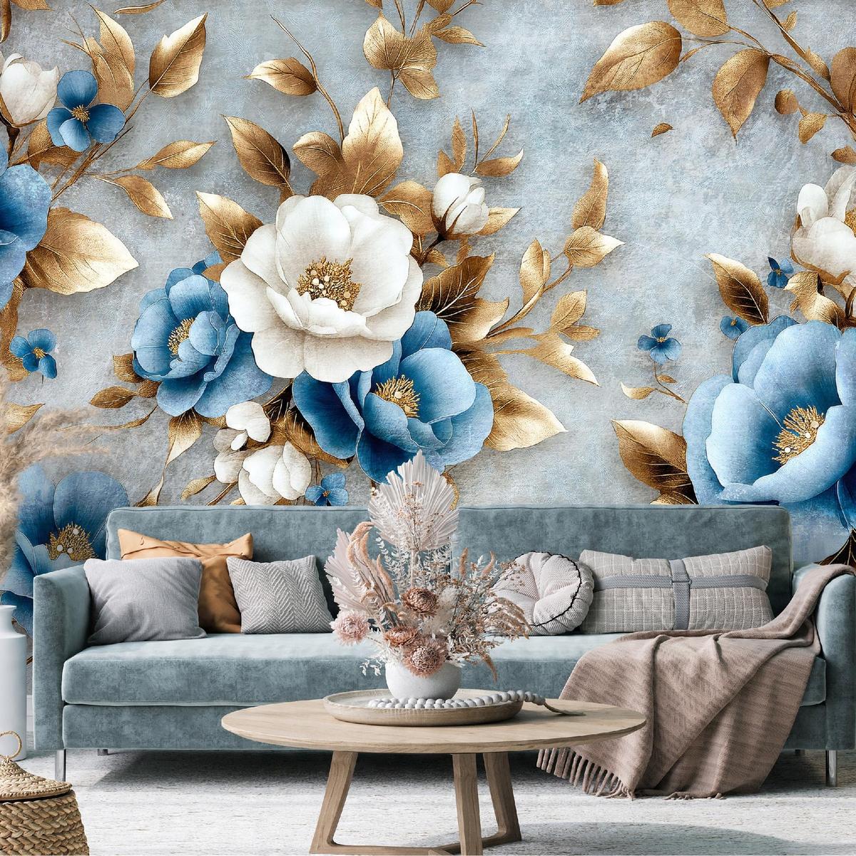 FOTOTAPETE Blumen 3D Effekt Glamour Wohnzimmer 300x210 - Multicolor, Papier (300/210cm) - Wallarena