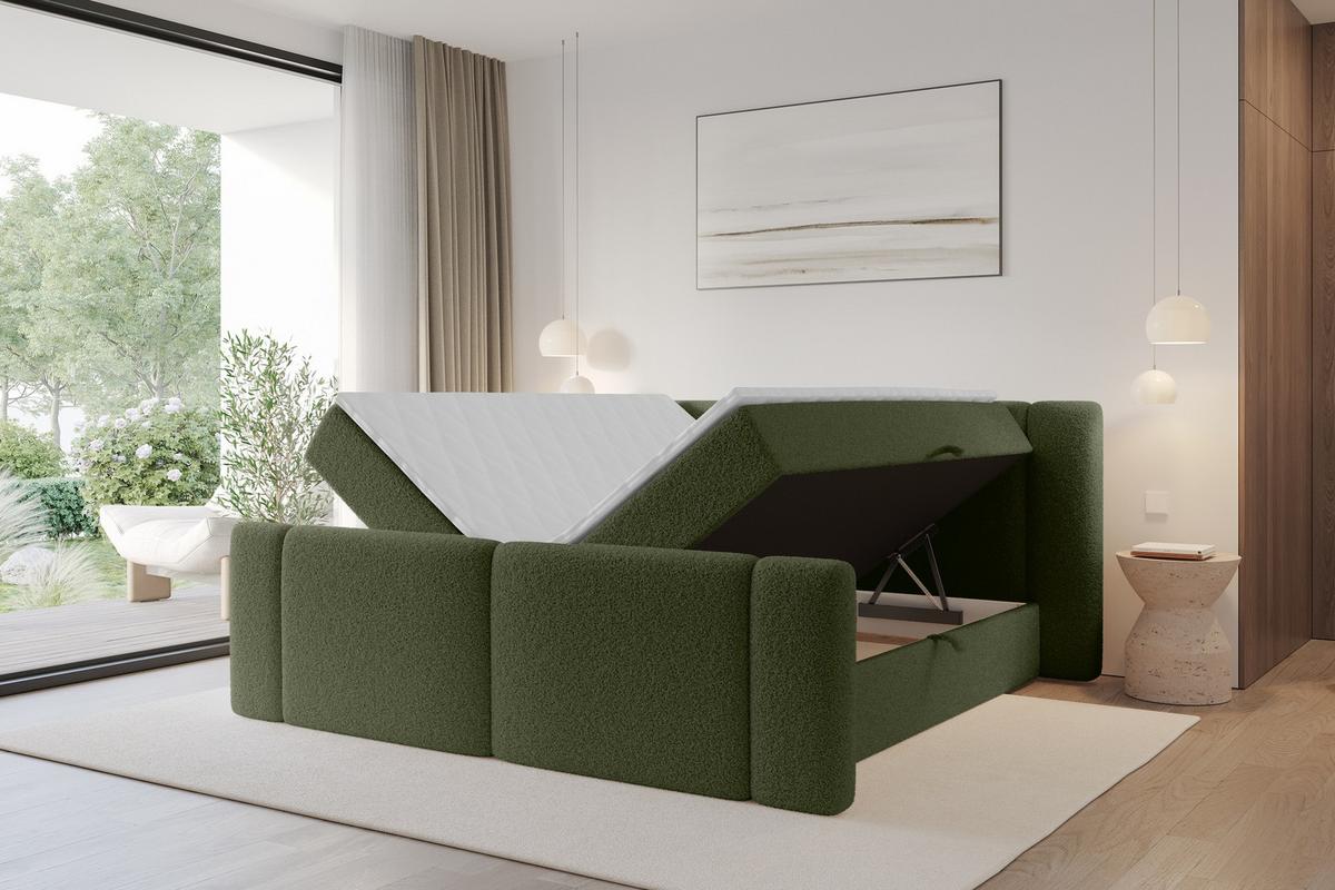 BOXBETT mit Matratze H4 - EVON Zanozek - 180x200 cm Grün - Jadegrün, Holzwerkstoff (180/200cm) - ALTDECOR