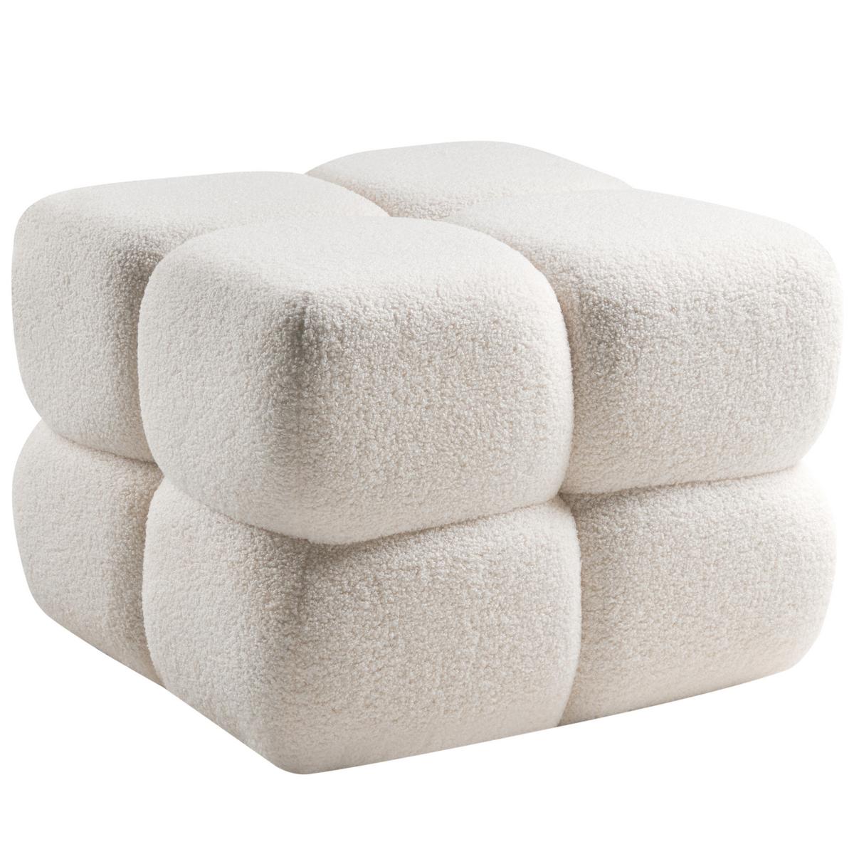 POUF Bouclé Cremeweiß Caliente - Weiß, Textil (60/44/60cm) - Beliani