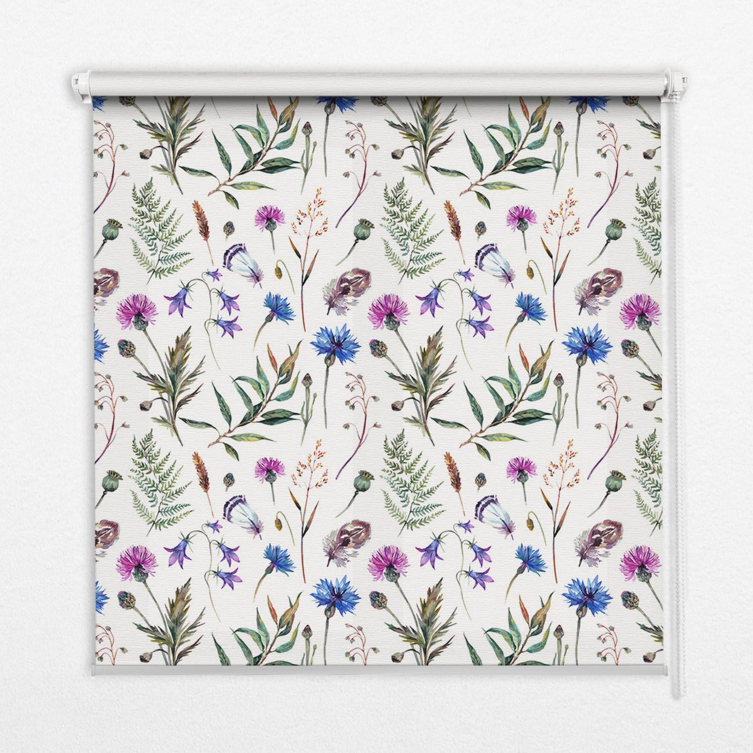 INNENROLLO - Fensterrollo - Rollo - 60x40 cm - Bunte Blumen - Grün, Kunststoff (60/140/0.5cm) - TULUP