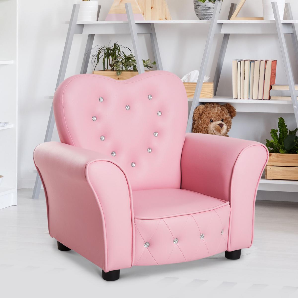 KINDERSOFA Kindersessel herzförmig Prinzessin Minisofa Kinderzimmer Sofa mit - Rosa, Kunststoff (41.5/49/59cm) - HOMCOM