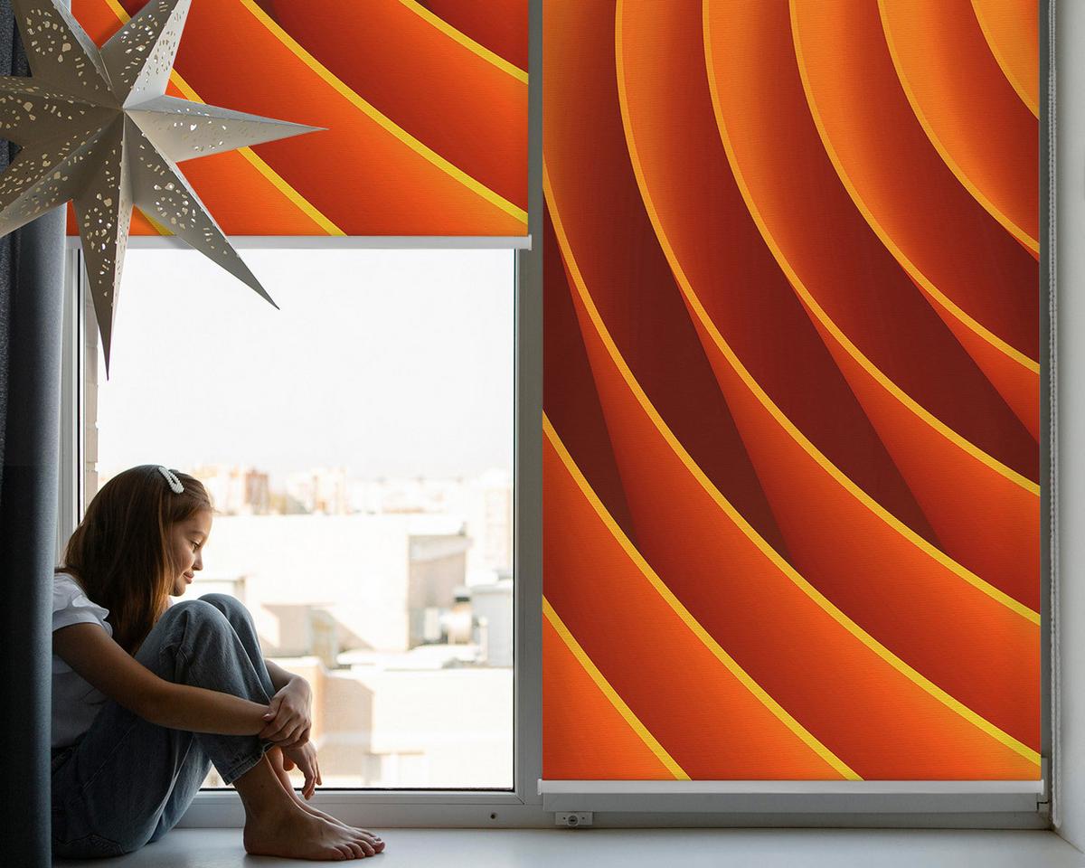 INNENROLLO - Fensterrollo - Rollo - 90x140 cm - Orange Abstraktion - Orange, Kunststoff (90/140/0.5cm) - TULUP