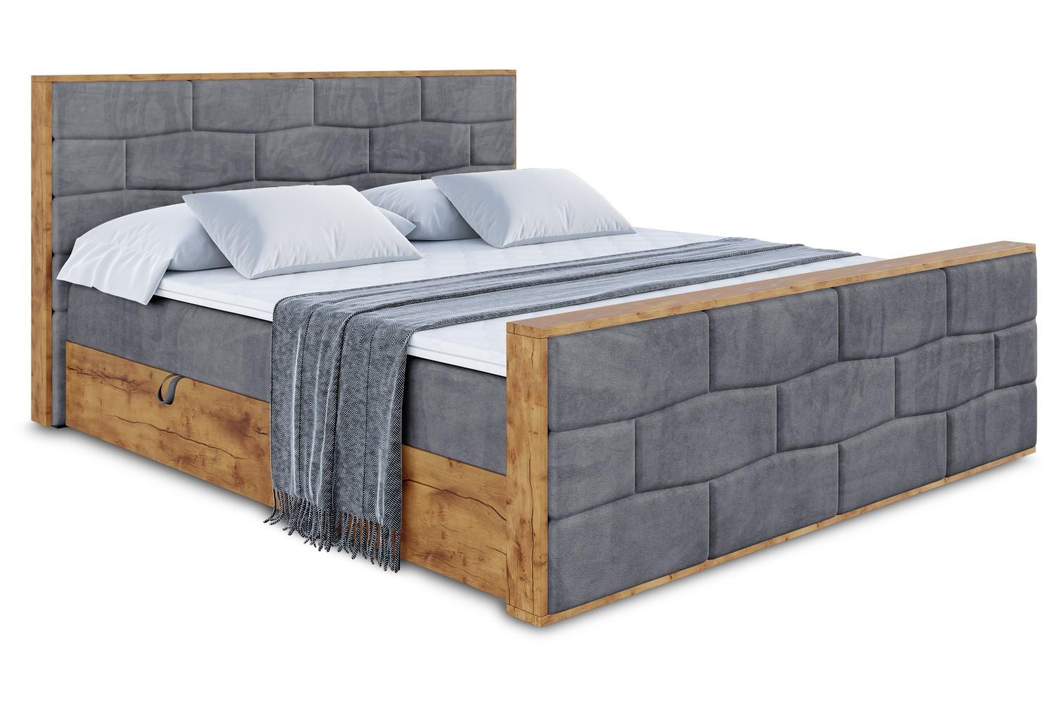 BOXBETT mit Matratze H4 und Lattenrost - LOLLI8-Z - 180x200 - Dunkelgrau Casablanca - Dunkelgrau, Holzwerkstoff (180/200cm) - ALTDECOR