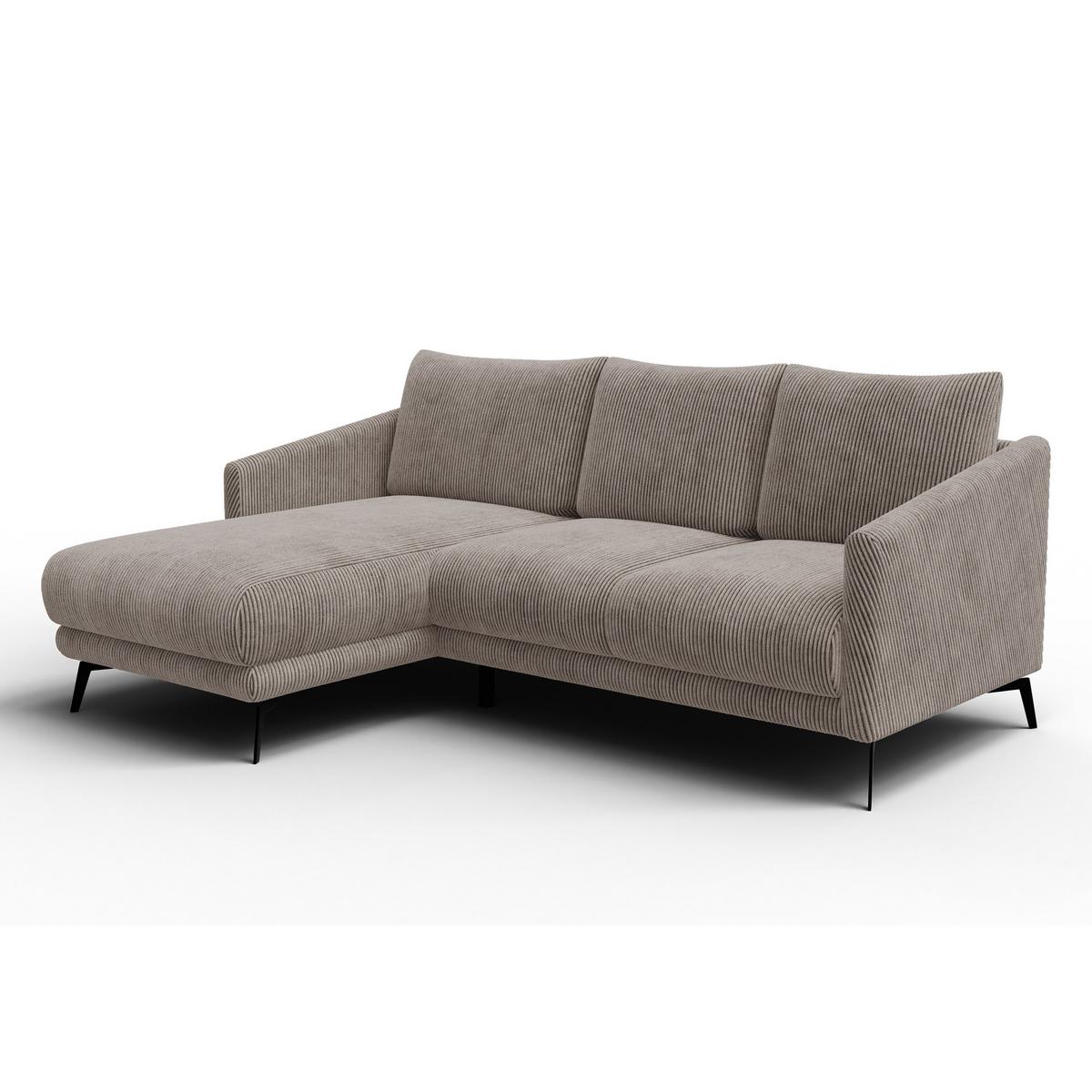 ECKSOFA VILT 3-Sitzer, taupe - Taupe/Schwarz, Holzwerkstoff/Textil (221/156cm) - Wozimo