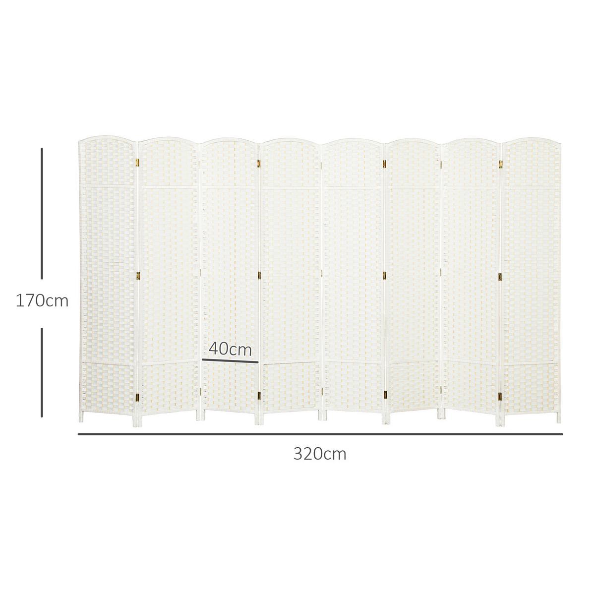 PARAVENT Polypropylen Kiefernholz Weiß - Weiß, Kunststoff (1.6/170cm) - HOMCOM