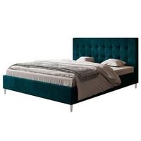 POLSTERBETT LUX Rio mit Kopfteil, 160 x 200 cm, Doppelbett mit Lattenrost aus Holz, Velourstoff Dunkelgrün, Füße in Farbe: Weiß - Dunkelgrün, Holz/Textil (160/200cm) - Alpi-Möbel