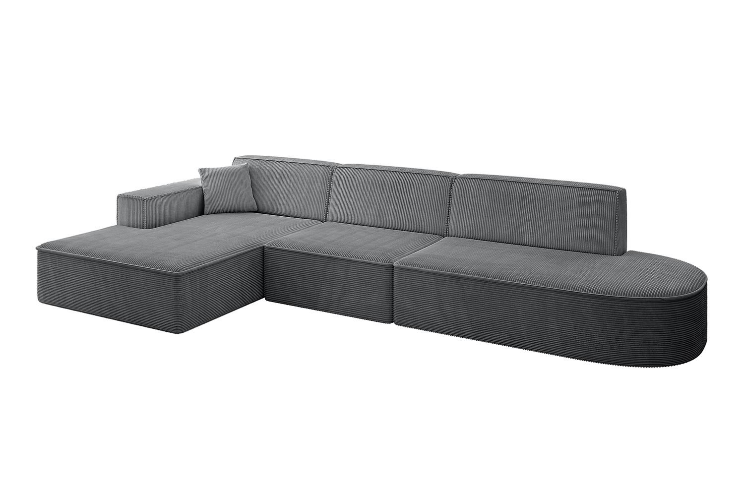 ECKSOFA Ottomane Links IREA-L2-v4 - 327x165x77 cm Duneklgrau - Dunkelgrau, Holzwerkstoff/Textil (327/165cm) - ALTDECOR