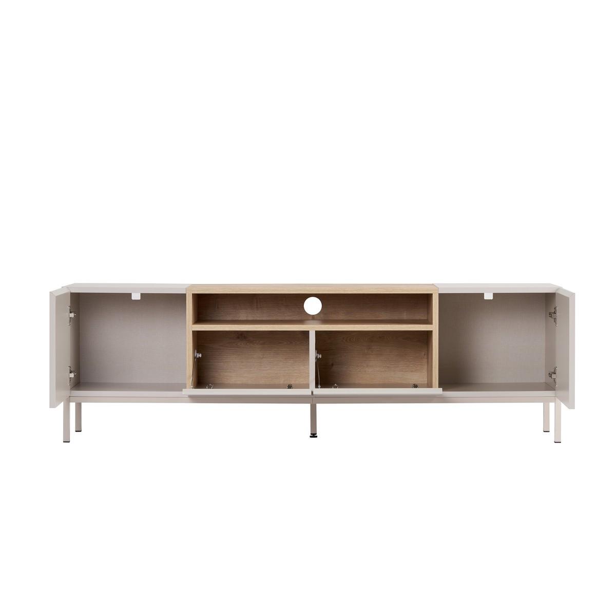 TV-MÖBEL 4 Türen, 1 Fach, Kaschmir und Holzdekor 35/50/160 cm - Beige, Holzwerkstoff (35/50/36.5cm) - Calicosy