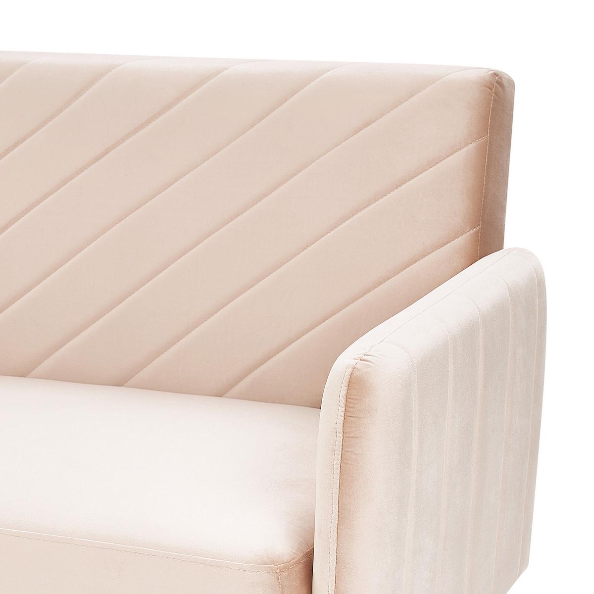 3-SITZER-SCHLAFSOFA Samtstoff Beige Senja - Beige, Textil (200/87/95cm) - Beliani