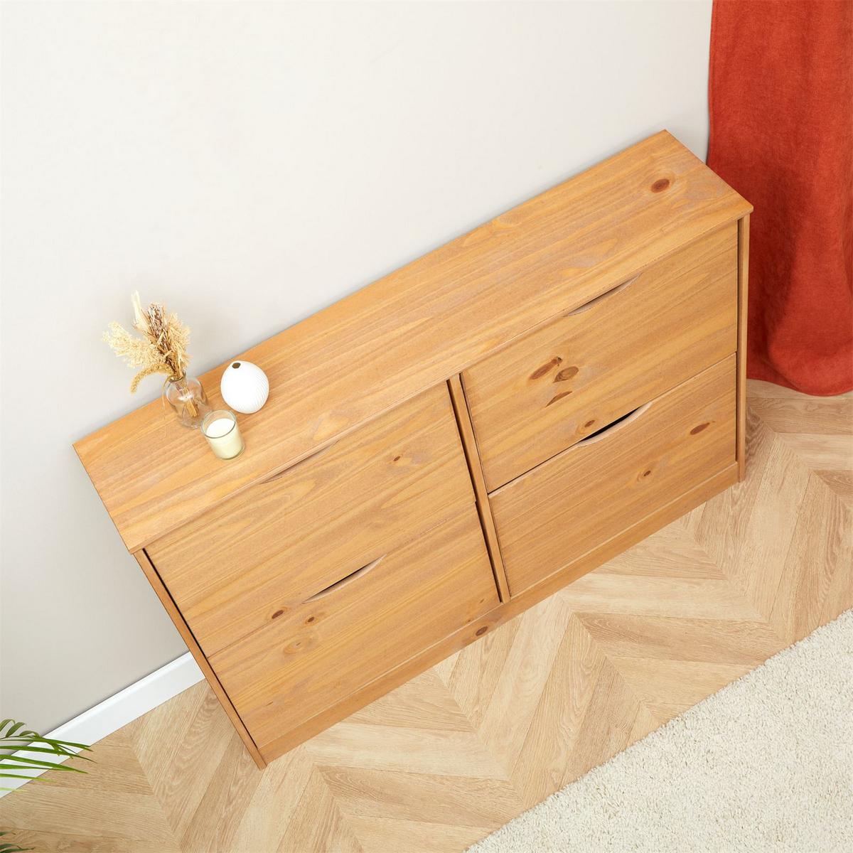 SCHUHKIPPER BASIL honigfarben - Honig, Holz (115/79/25cm) - IDIMEX