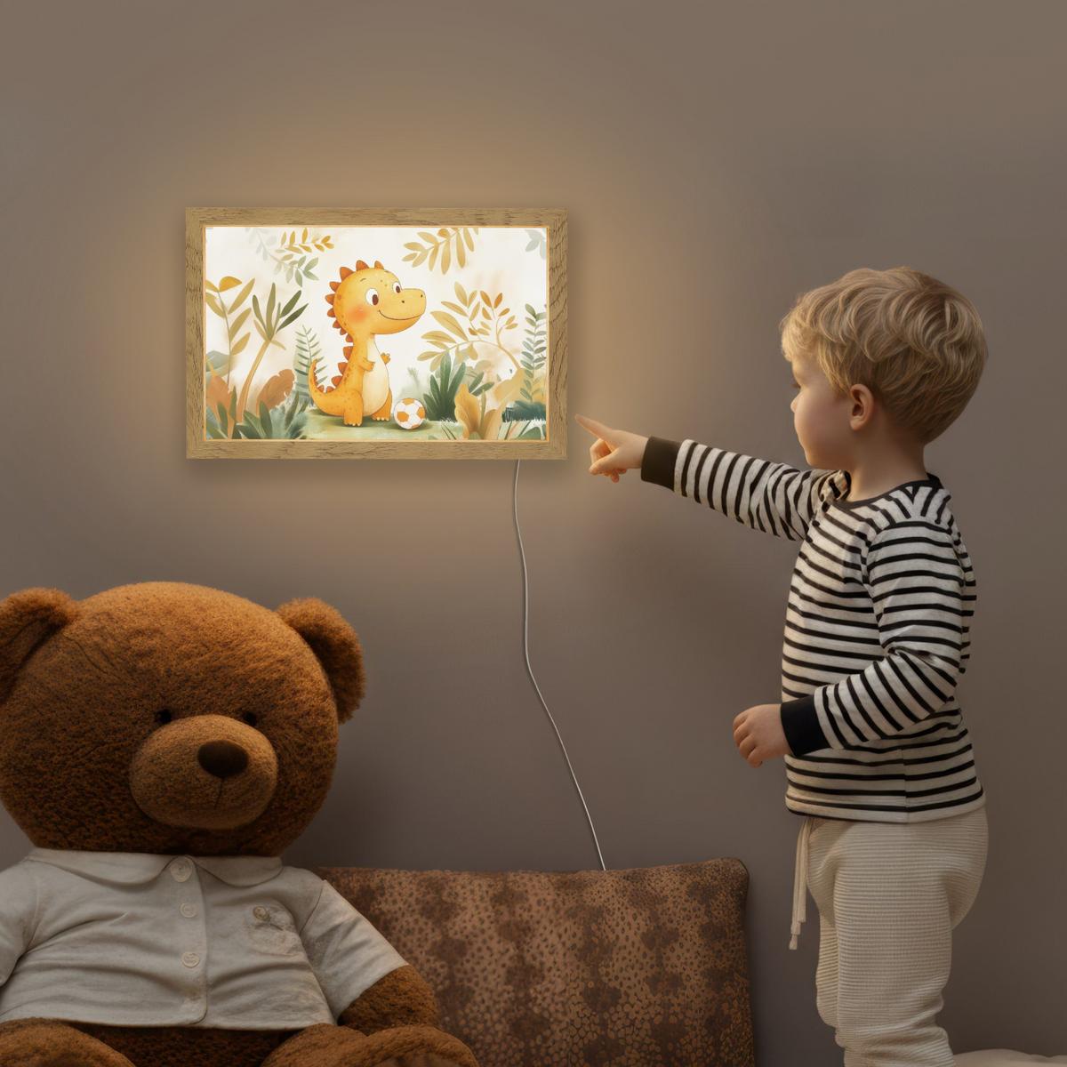 NACHTTISCHLAMPE Dino - Fußball - Orange 30x20 cm - Beige, Holzwerkstoff (8/30/20cm) - OnlyWow