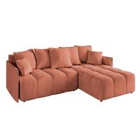 ECKSOFA Ottomane rechts LONLI-L 251x189x68 Koralle Velours - Koralle, Holzwerkstoff/Kunststoff (189/251cm) - ALTDECOR