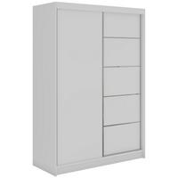 SCHWEBETÜRENSCHRANK 150 - MACEDONIA - Weiß - Alufarben/Weiß, Holzwerkstoff/Metall (150/216/61cm) - MKS