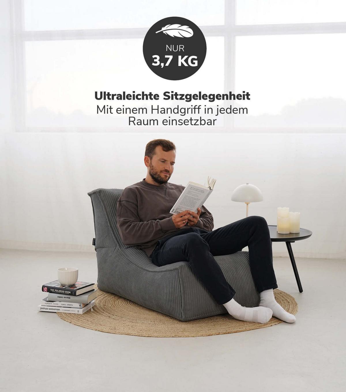 SITZSACK Cord Der Gelassene - Anthrazit, Textil (60/65/95cm) - Mokebo