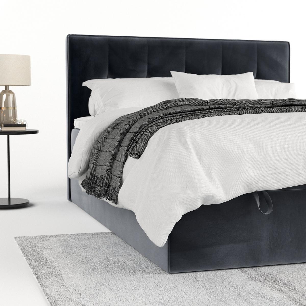 BOXBETT Tivra 160/200 cm Dunkelgrau im Kronos Stoff - Dunkelgrau/Schwarz, Holz/Holzwerkstoff (160/200cm) - AltaBeds