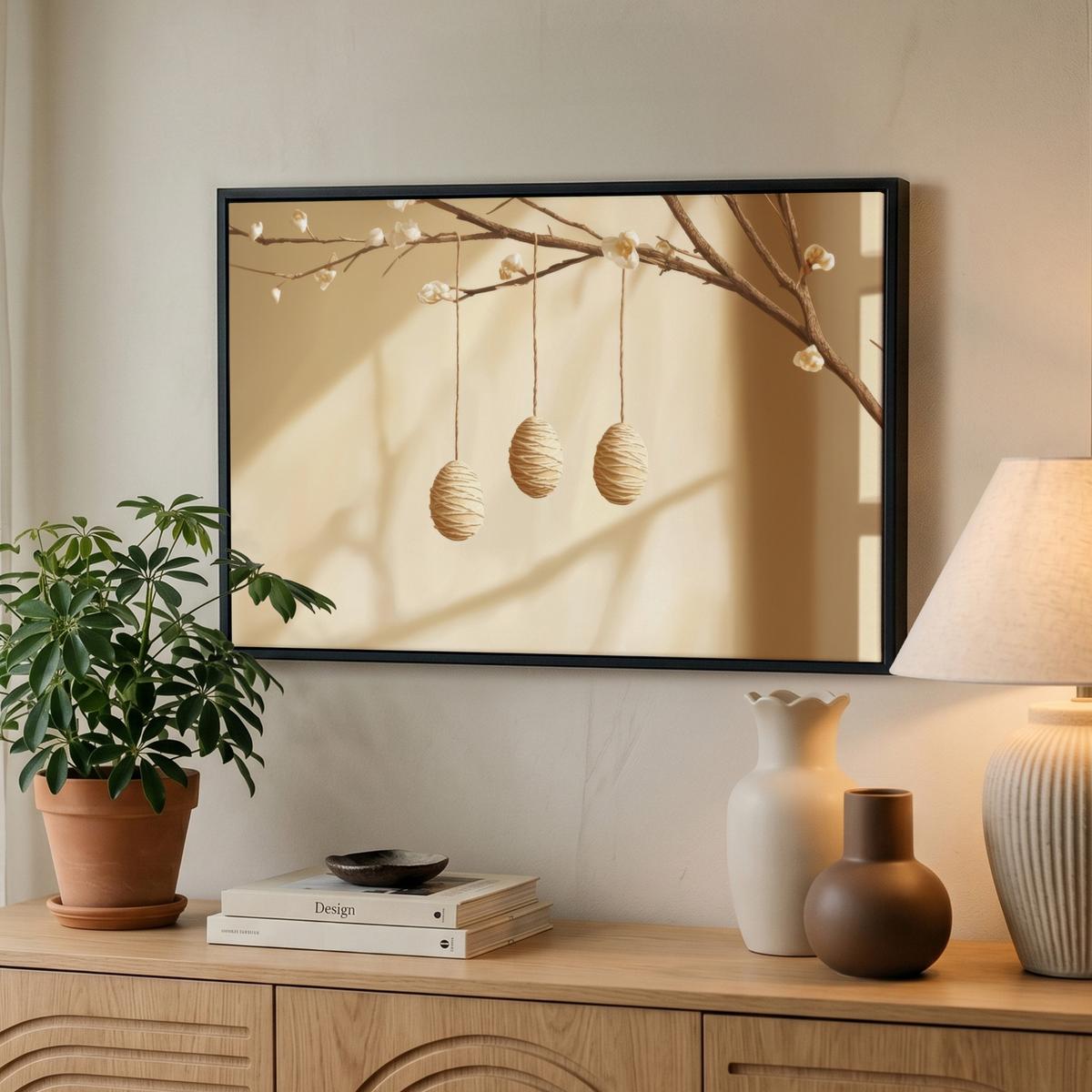 LEINWAND Bilder mit Rahmen - Beige - Osterkuchen - Eier - 60x40 - Beige, Textil (60/40cm) - MuchoWow
