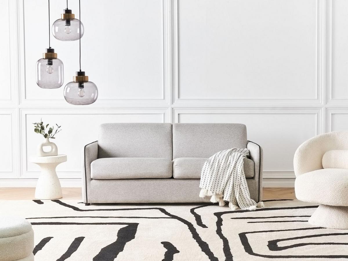 SCHLAFSOFA 2-Sitzer Stoff Hellgrau Ishoj - Hellgrau/Grau, Textil (176/80/96cm) - Beliani