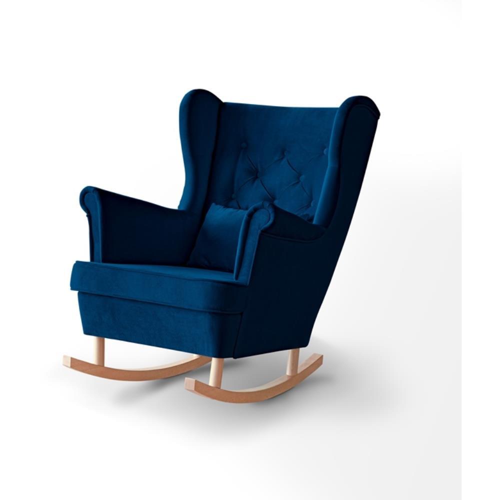 SCHAUKELSTUHL Fabio dunkelblau mit Buchenbeinen - Buchefarben/Dunkelblau, Textil (82/103/108cm) - Beautysofa