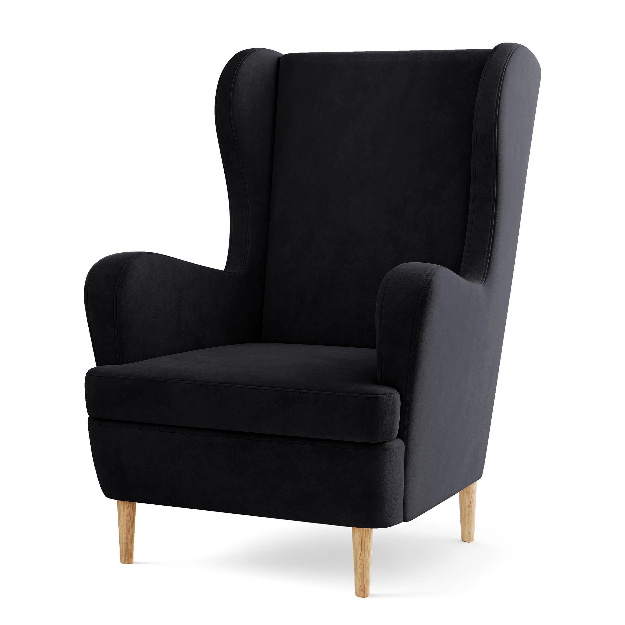 SESSEL VOGERA Ohrensessel Polstersessel, Schwarz - Eichefarben/Schwarz, Holzwerkstoff (78/103/85cm) - MASSENO