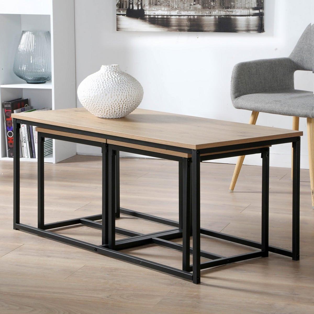 COUCHTISCHE zum Ausziehen im 3er Set - Eichefarben, Holzwerkstoff (57/50/45cm) - Calicosy