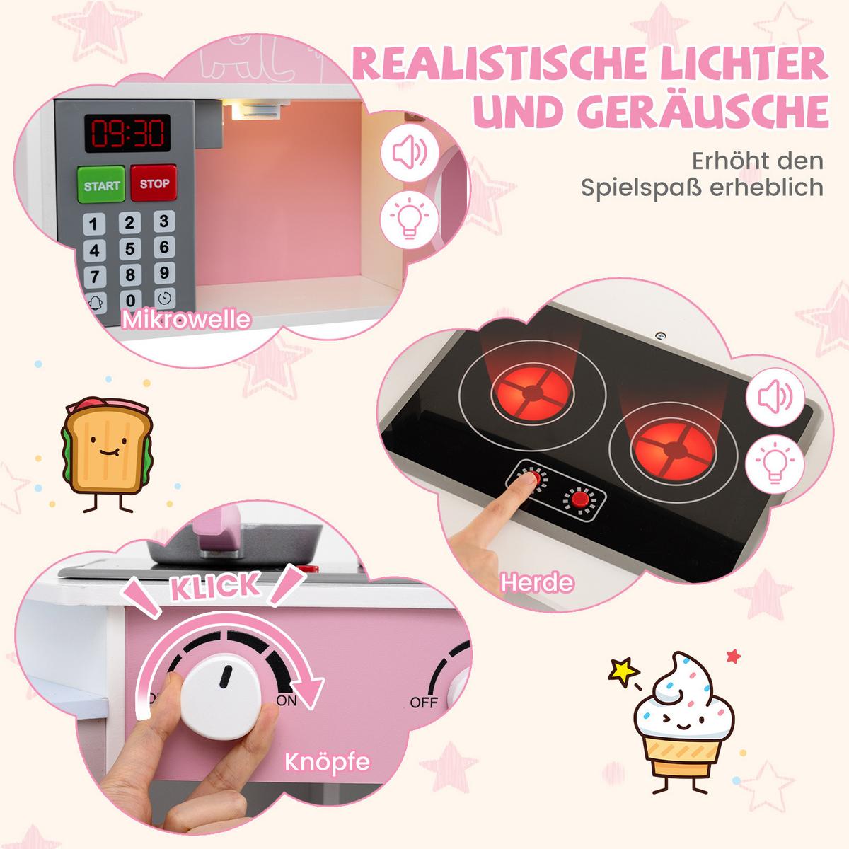 ECK-SPIELKÜCHE Pink - Pink, Holzwerkstoff (105/95/30cm) - COSTWAY