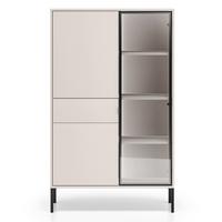 VITRINE Barnee 3-türig Kaschmirgrau, 92 cm - Taupe/Schwarz, Holzwerkstoff/Metall (150/91.6/40cm) - Selsey