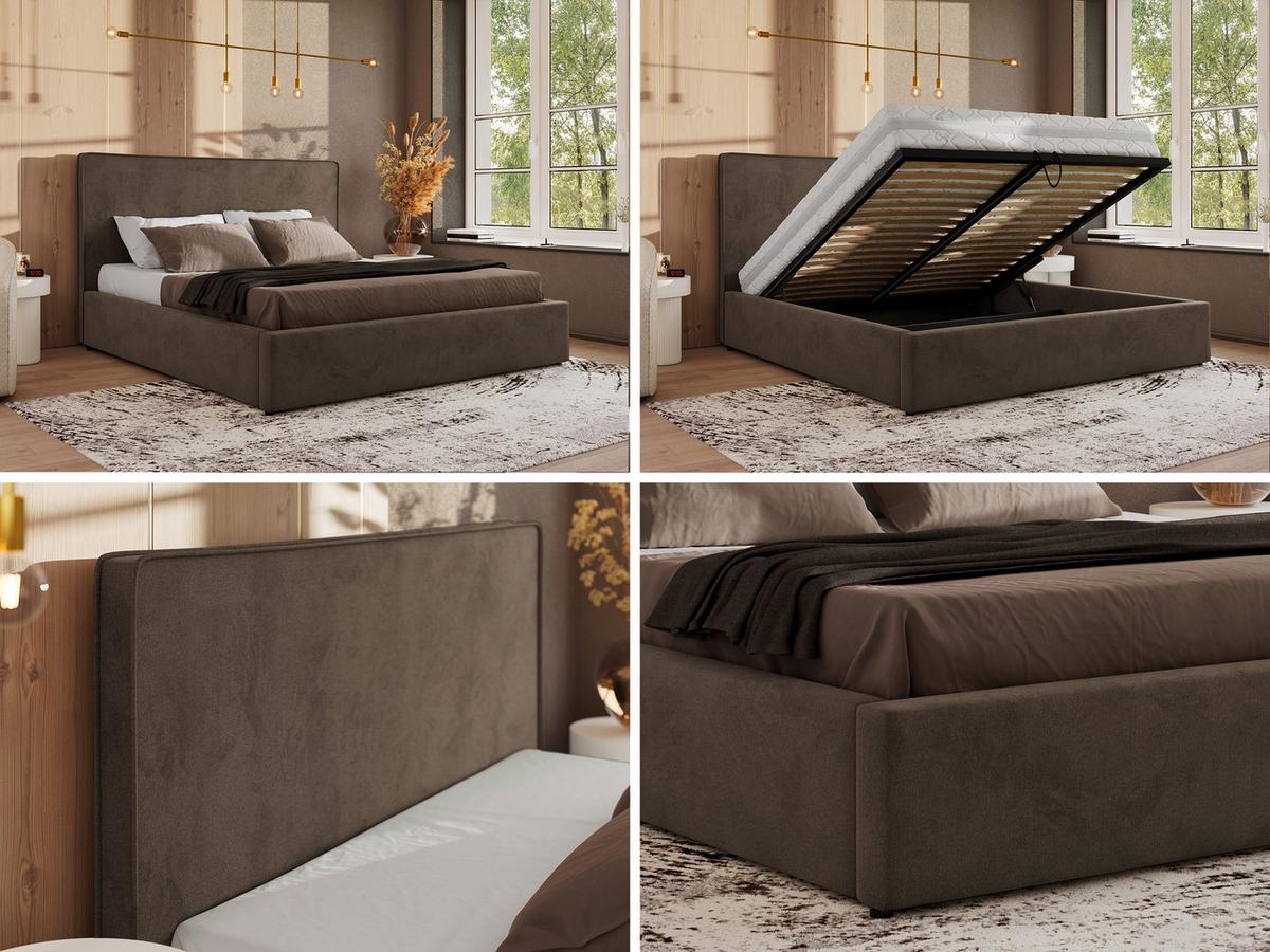 POLSTERBETT CORIVO CLASSIC 180/200 - Braun Velvet - Schaum-Matratze - Braun, Textil (180/200cm) - MKS