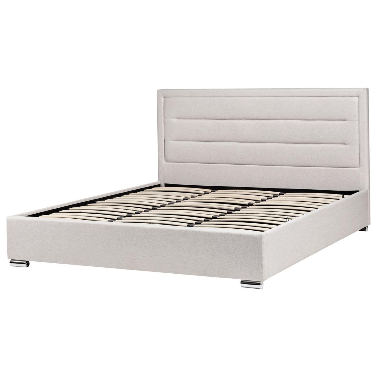 BETT mit Stauraum 180/200 cm Hellbeige Rouen - Beige, Textil (180/200cm) - Beliani