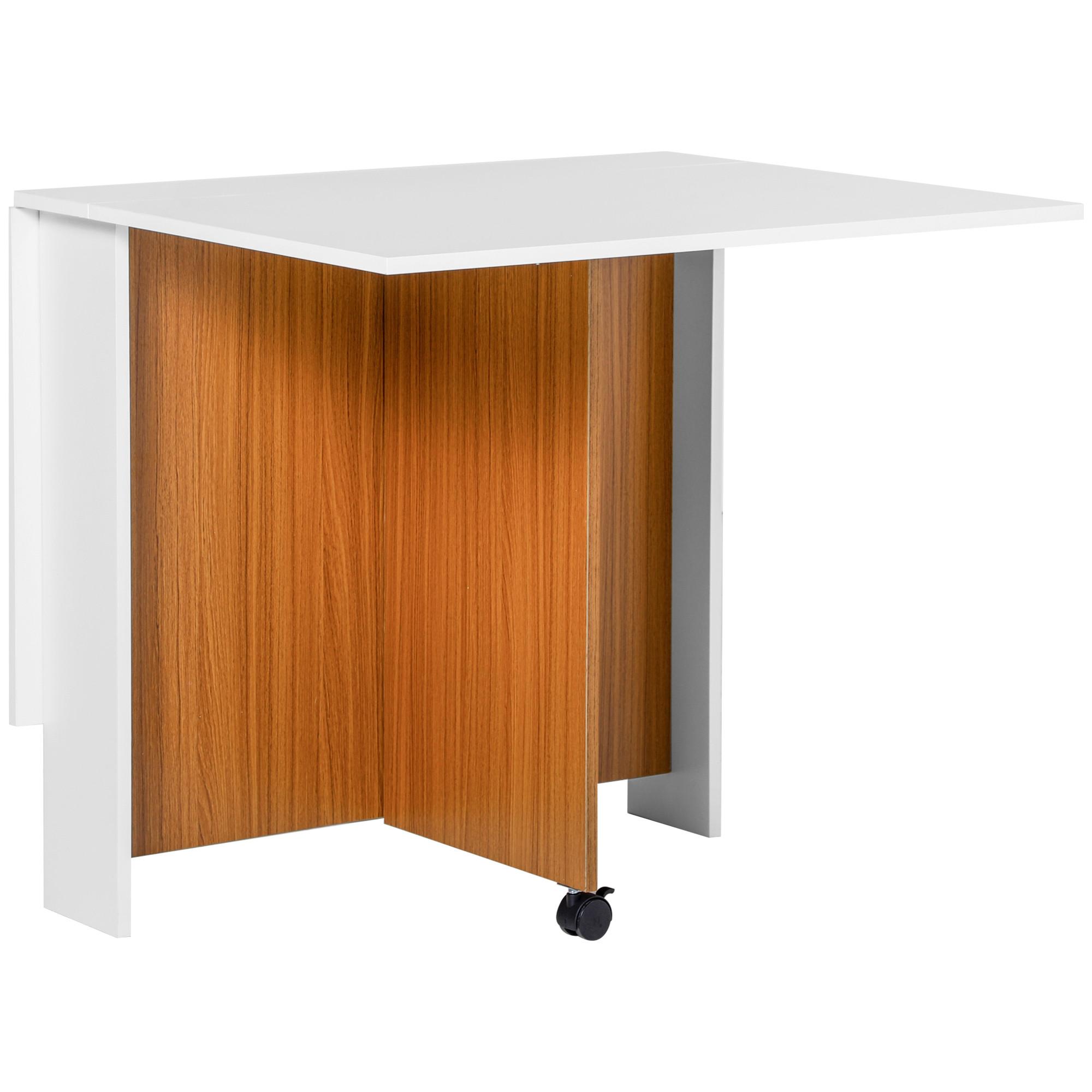 KLAPPTISCH Mobiler Tisch mit Rollen Schreibtisch Beistelltisch Schreibtisch - Weiß, Holzwerkstoff (120/80/73cm) - HOMCOM