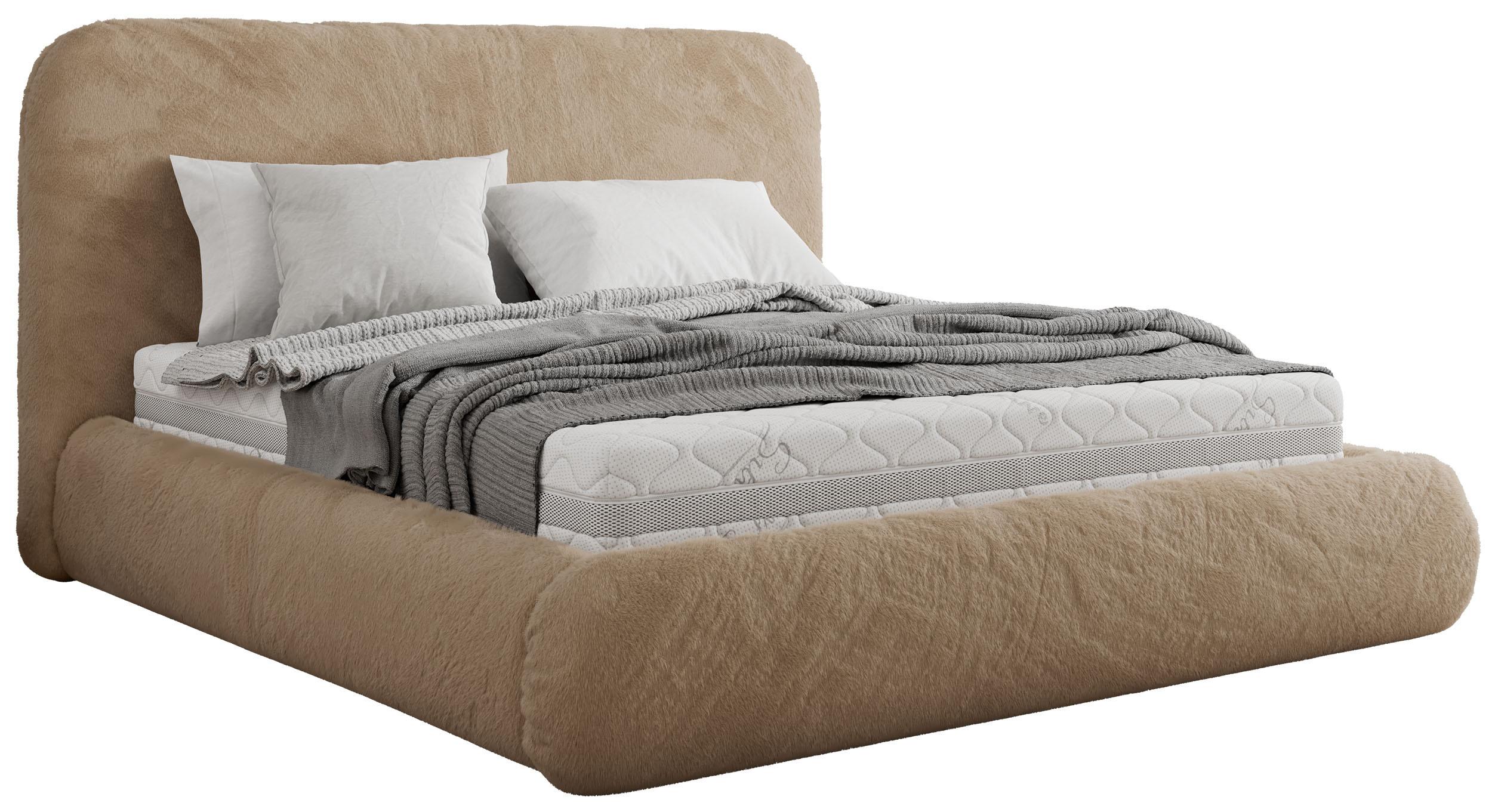 POLSTERBETT BENEA CLASSIC 140/200 - Beige Plüsch - Pocket-Matratze - Beige, Textil (140/200cm) - MKS