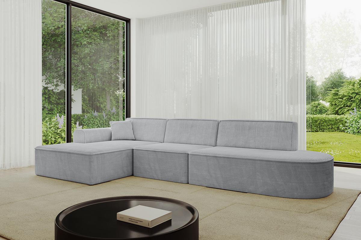 ECKSOFA Ottomane Links IREA-L2-v3 - 327x165x77 cm Grau - Hellgrau/Grau, Holzwerkstoff/Textil (327/165cm) - ALTDECOR