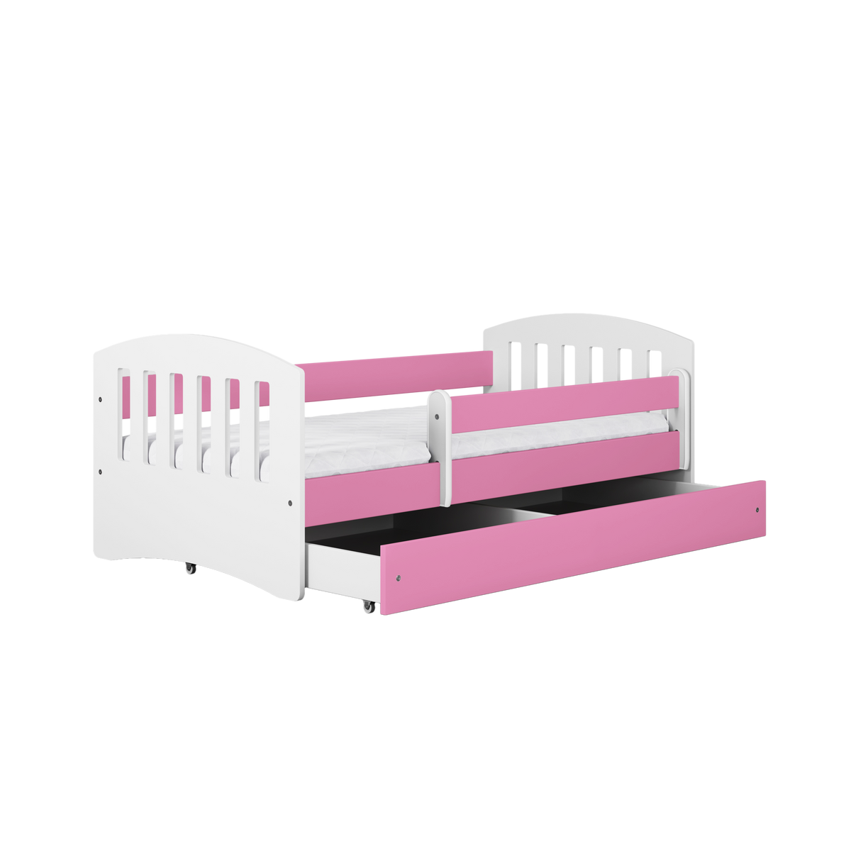 KINDERBETT CLASSIC mit Schublade und Matratze Rosa 90/65/184 - Rosa, Holzwerkstoff (80/180cm) - RAUMHIRSCH FURNITURE