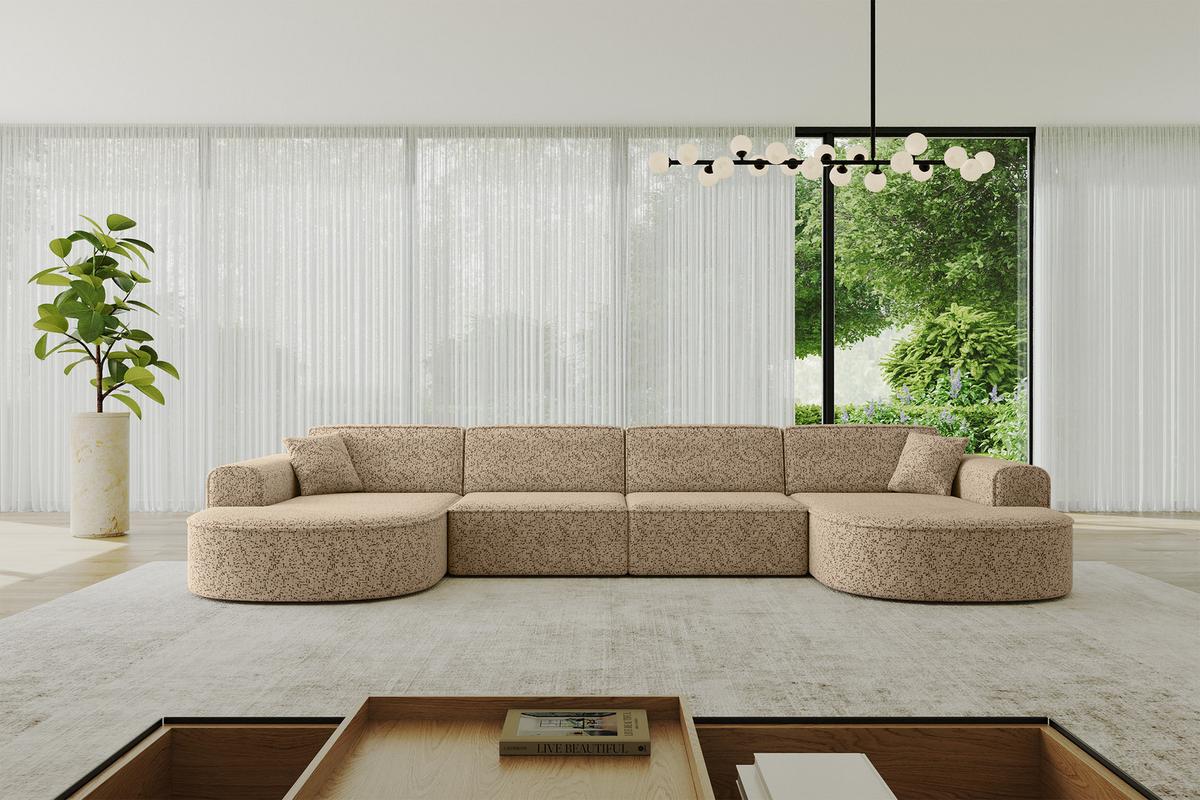 WOHNLANDSCHAFT MARI-U2 - 388x171x79 cm Braun Tissu - Schwarz/Braun, Holzwerkstoff/Kunststoff (388/79/171cm) - ALTDECOR